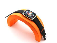 Wholesale 5pcs/lot Black Orange Leather Portable Desktop Phone Watch Stand Holder Charging Dock Station for apple watch I28.