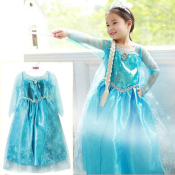 Продвижение высокое качество девушки принцесса анна эльза косплей костюм детский ну вечеринку платье SZ 3-8Y бесплатная доставка