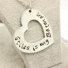 Teen Wolf Stiles is my Batman Antique Silver Heart Pendant Necklace,the Hand Writting Letter Necklaces Free Shipping Hot Sale