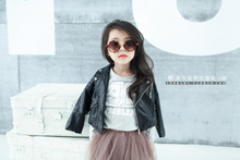 2014 Autumn Girls Fahion Style Girl PU Jacket Children Leather Coats For Girl Outerwear Kids 3