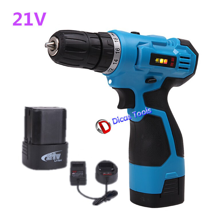 21V Electric Screwdriver Battery 2 Rechargeable Cordless Drill Battery Farafusadeira Furadeira Manual Multi function Power Tools