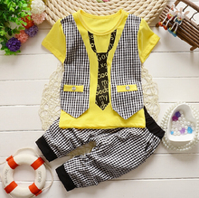 2015 Fashion Baby Boy summer Clothing Set kids Clothes set Gentleman Suit Boys short Sleeve T