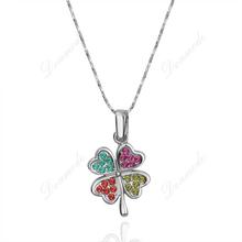 Free shipping Fashion jewlery Wholesale 18K Gold Plating Crystal Colour Lucky Clover Pendants Necklace Accessories N115