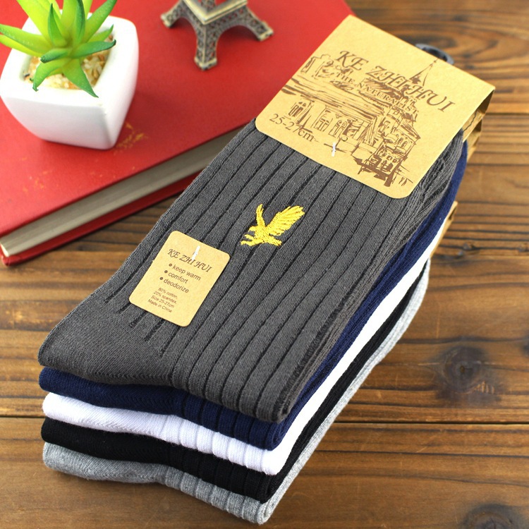 5pairs Good Quality Men Brand Socks Business Men Socks Cotton For Men Embroidery Dress Socks 39-43 Free Shipping