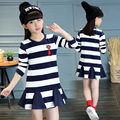 Thumbaby Girls Dress Spring Autumun Striped Dress Children Kids Dresses For 4 12 Years Girls Clothes