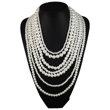 Fashion  Long  Multilayer Pearl Necklace Pendant Women Charm Jewelry Statement  Girl Party Accessories