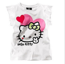 Retail New 2014 Baby Girl Cartoon Hello Kitty Short T Shirt Girl s Cotton Summer T