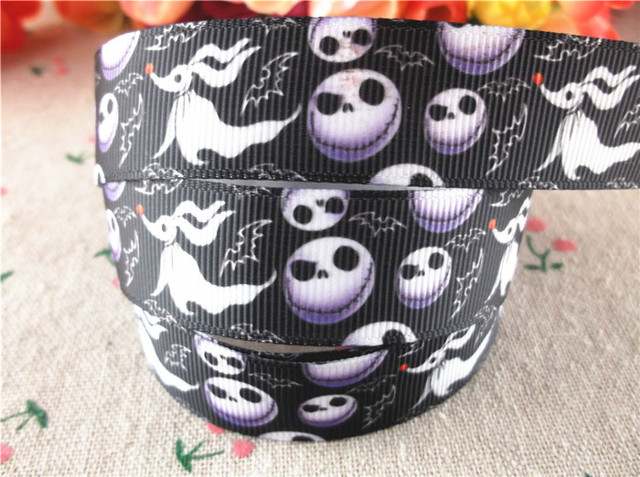 New arrival 7/8" (22mm) skull printed grosgrain ribbons halloween ribbon hair accessories 10 yards WQ14091411