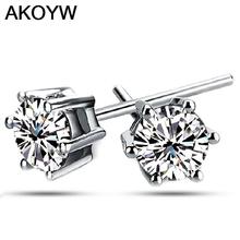 Silver plated six claw earrings earrings lovely wild crystal jewelry, high quality jewelry fashion lady