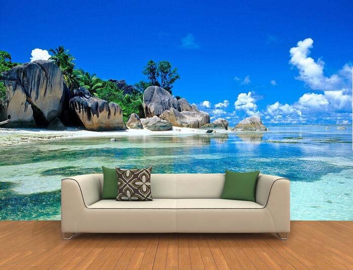 3d room wallpaper custom mural non-woven wall sticker 3 d island landscape rock beach painting photo 3d wall mural wallpaper