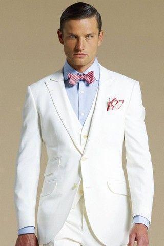 White groom suits peaked Lapel Tuxedos Wedding suits for Men 2015 groomsmen suits men three piece Suit (Jacket+Pants+vest+tie)