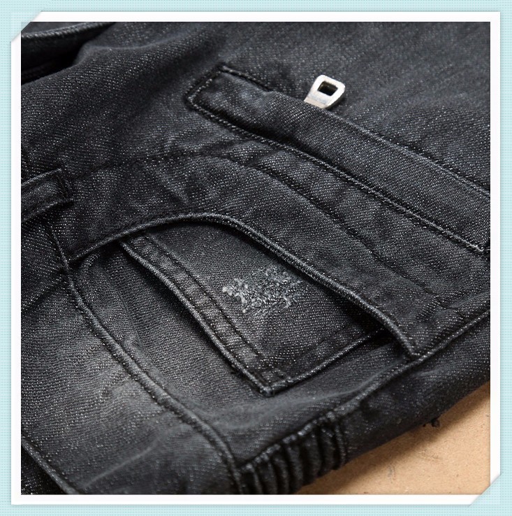 2014 Male Elastic Straight Trousers Promotion 100 Cotton Casual Denim Jeans Men Mid Waist Balm Pants