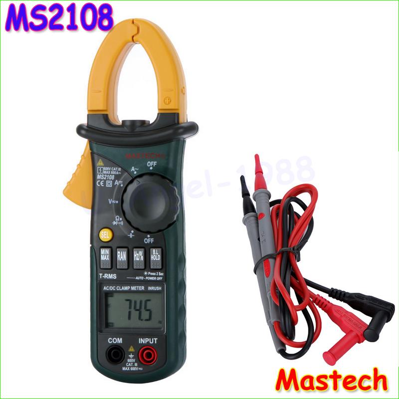 1pcs Mastech MS2108 Digital Clamp Meter True-rms Inrush Current 66mF Capacitance Frequency Measurement wholesale Free shipping