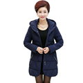 Stylish Women Hooded Quilted Puffer Jacket Black Blue Basic Coat Middle Aged Woman s Cotton Wadded