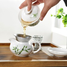 HOT free shipping chinese porcelain tea set kung fu purple ceramic tea set solid wood tea