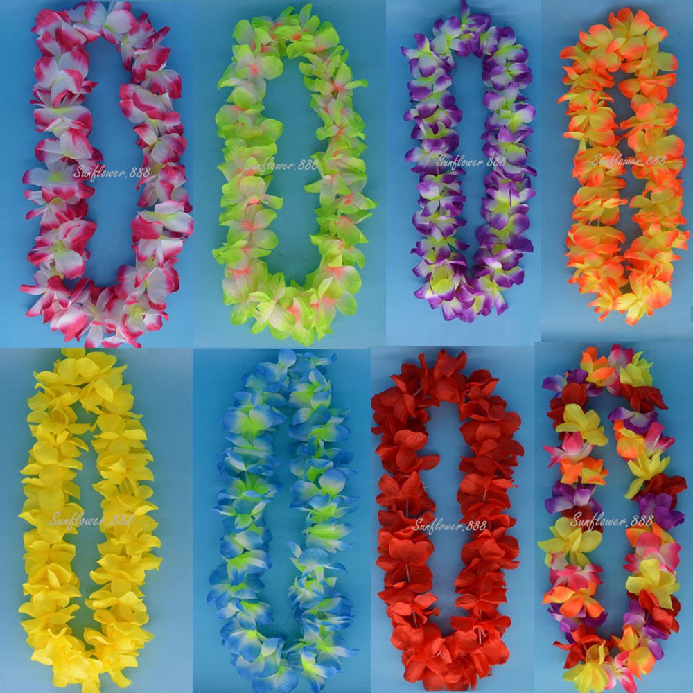 Hawaiian leis Garland Necklace Colorful Fancy Dress Party Hawaii Beach Fun