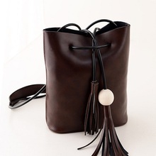 2016 Summer Women Shoulder Bag Tassel Drawstring Bucket Bags Vintage Female Crossbody Sling Bag Handbag Sac Femme Bolsa Feminina