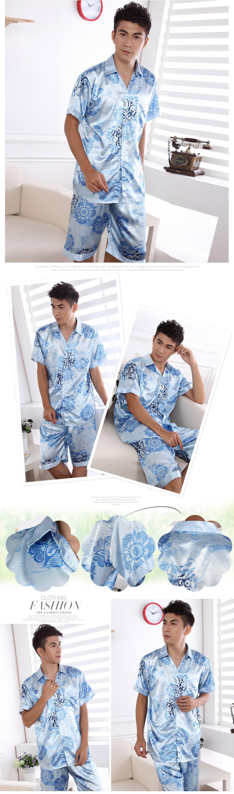 men silk pajama set 174-1