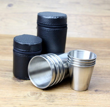 free bag 8 Pieces Metal Cups 80ml and 180ml Cups Set Stainless Steel Water Cup Outdoor