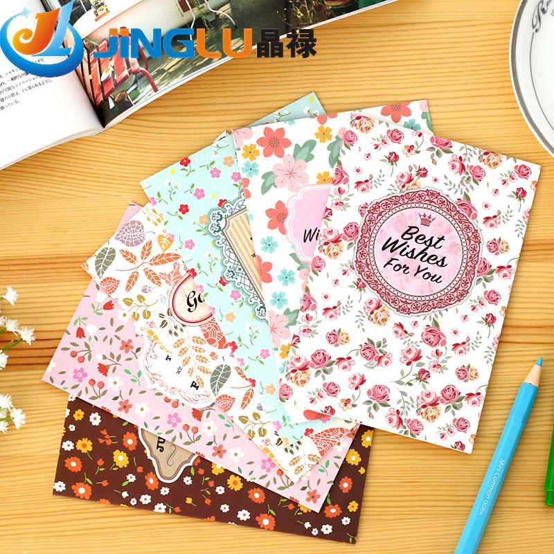 1 Pc / Pack Floral Folding Greeting Card Thank You Card Birthday Christmas Card Envelope Writing Paper Stationery