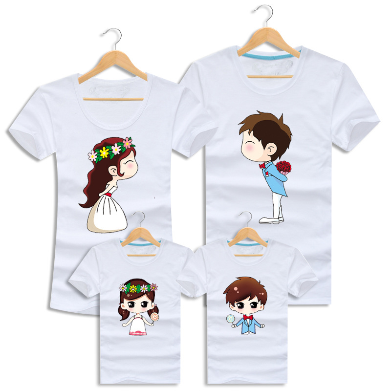 Mom Daughter Father Son Clothes 2016 Summer Short Sleeve Family Mathching Outfits Marry Couple T shirts