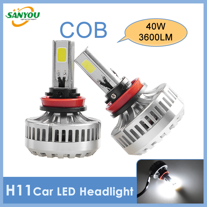 2014 New 1 Set LED Car Headlight 40W COB H11 Led Headlights Auto H8 H9 9005 HB3 9006 HB4 LED Headlight Headlamp Bulbs 3600LMx2