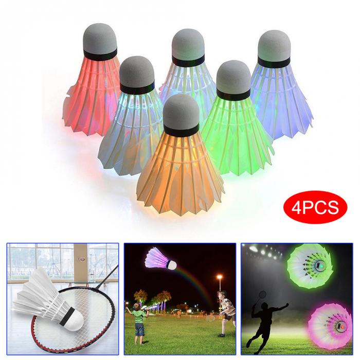 4 Stuks Led Lichtgevende Badminton Badminton Shuttles Verlichting Birdies Shuttle Gloeiende