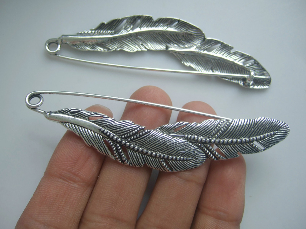 5pcs Large Silver Tone Feather Durable Strong Metal font b Kilt b font Scarf Brooch Safety