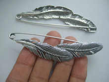 5pcs Large Silver Tone Feather Durable Strong Metal Kilt Scarf Brooch Safety Pin Jewelry Findings 88mm