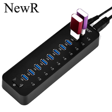 Новый 10 разъём(ов) USB 3.0 HUB включения / выключения с адаптер питания ес / сша / великобритания разъем для пк компьютер ноутбук периферия аксессуары