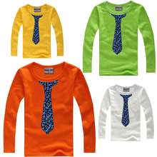 4 color 2015 brand new kids t-shirt cotton t-shirt girls boys clothes cartoon fake tie