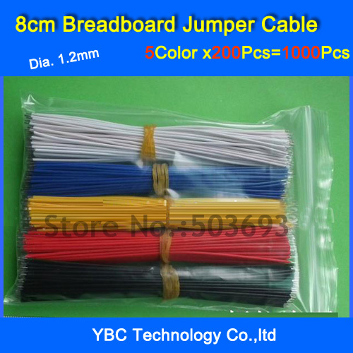 Гаджет  Free Shipping 5color X 200pcs=1000pcs 8cm Breadboard Jumper Cable Wire Tin DIY Red/Black/White/Green/Blue None Электронные компоненты и материалы