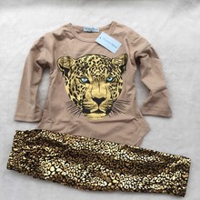 Humor Bear NEW Leopard Kids autumn fashion clothes for girls Cartoon long sleeved pants suit grils