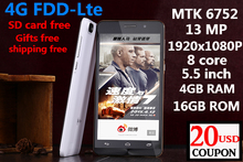 free shipping new 4G FDD LTE mobile phone MTK6752 andriod 5 0 1920x1080 Eight core processor