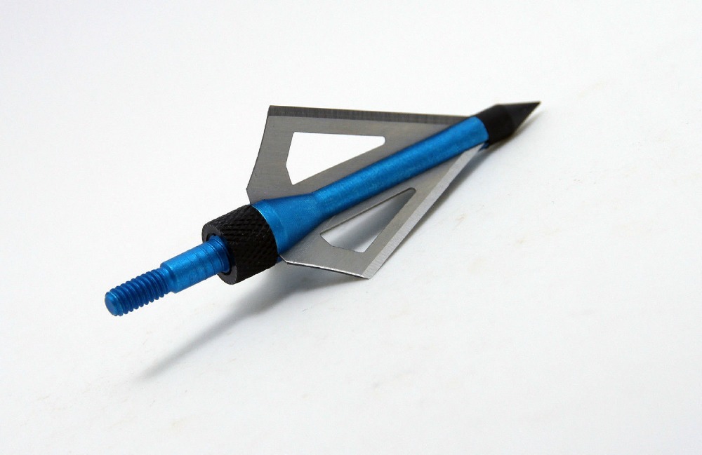 100 Grain Fixed Three Blade Broadheads 12 Per Pack Compatible with Crossbow and Compound Bow Blue