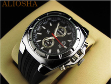 ALIOSHA Vogue V6 Brand Man Sliver Case Big Dial Sports Casual Quartz Wrist Watch Strips Hour