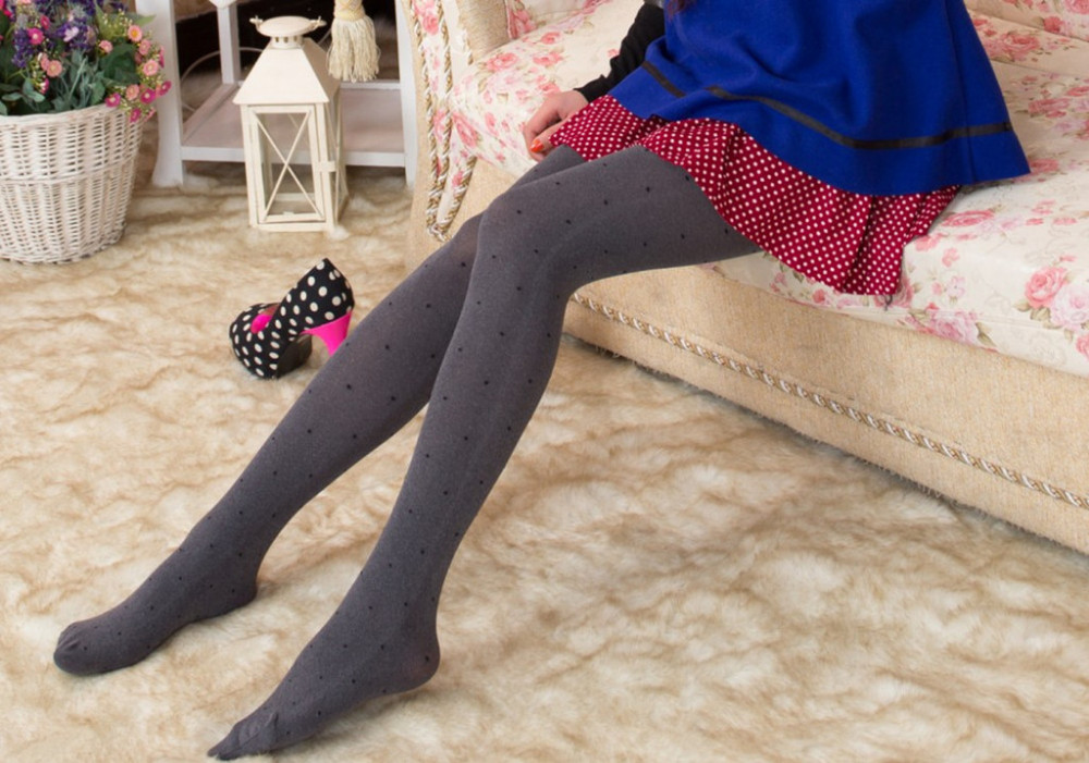 Women Autumn Winter Warm Stockings Girls Velvet Dot Pattern Pantyhose New Fashion Kawaii Tights Free Shipping_1