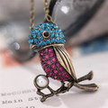 2016 new love woman jewelry statement necklaces pendants long rope cute bird collares mujer necklace for