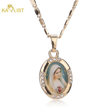 Women Men Cross Jesus Necklace Beads Jewelry Trendy 18K Gold Plated Pendant For Vintage Fine Statement