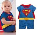 Free Ship Short Sleeve Baby Boy Girl Superman Batman Romper with Dress Smock Animal Jumpsuits Infant