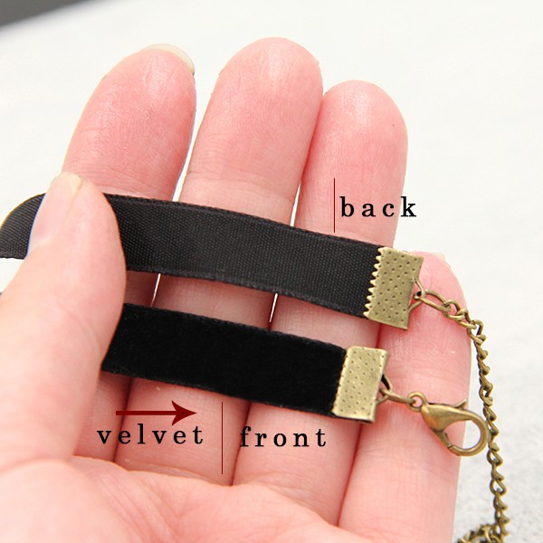 Short Black Punk Velvet Choker Necklace for Women, wide 10 mm
