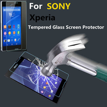High Quality Ultra-thin Clear Real Tempered Glass Screen Protector  For Sony Xperia Z1  Z2   Z3 Compact  M2