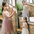 2017 spring new small girls 100 cotton matching mesh net yarn children s clothing summer dress
