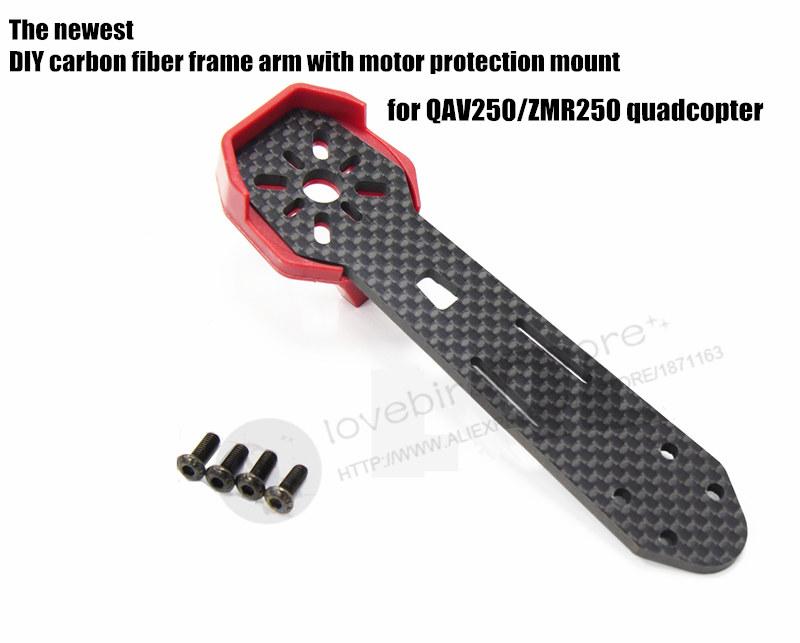 DIY carbon fiber frame arm with motor protection mount for QAV250 ZMR250 FPV mini cross racing