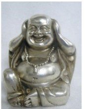Collectable tibet silver buddha figure ornament statue 100% free shipping