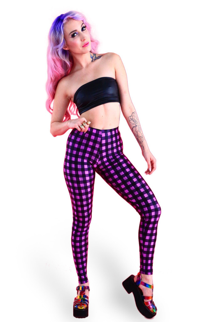 purple plaid pants womens