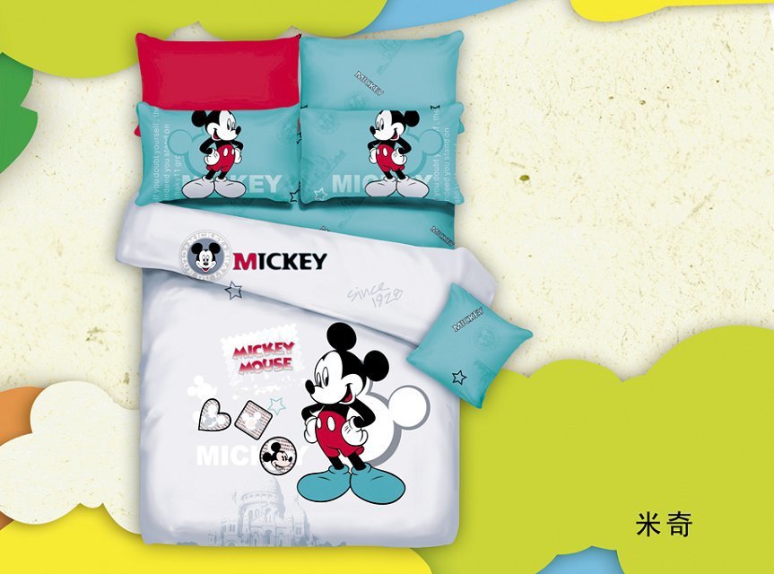 White and blue mickey mouse kids boys Queen King Size 100Cotton 3d