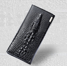 Women long Wallets 3D Crocodile Grain Genuine Leather Embossed Design Draw-out Type Female Clutch Wallet Purses Carteira