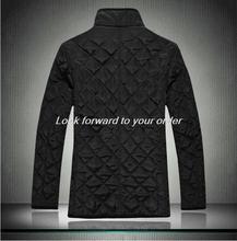 2014 Autumn and winter plaid slim stand collar men s clothing wadded cotton padded jackets men