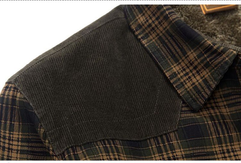 2015 New Winter Men\'s Slim Fit Warm Shirt Cotton Plus Size Thicken Fleece Dress Shirt Men\'s Casual Plaid Long-Sleeve Shirt M~3XL (23)